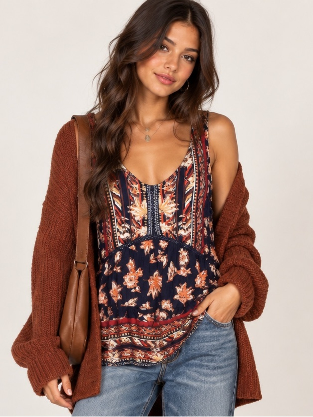 Angie bohemian style sleeveless shirt, size medium